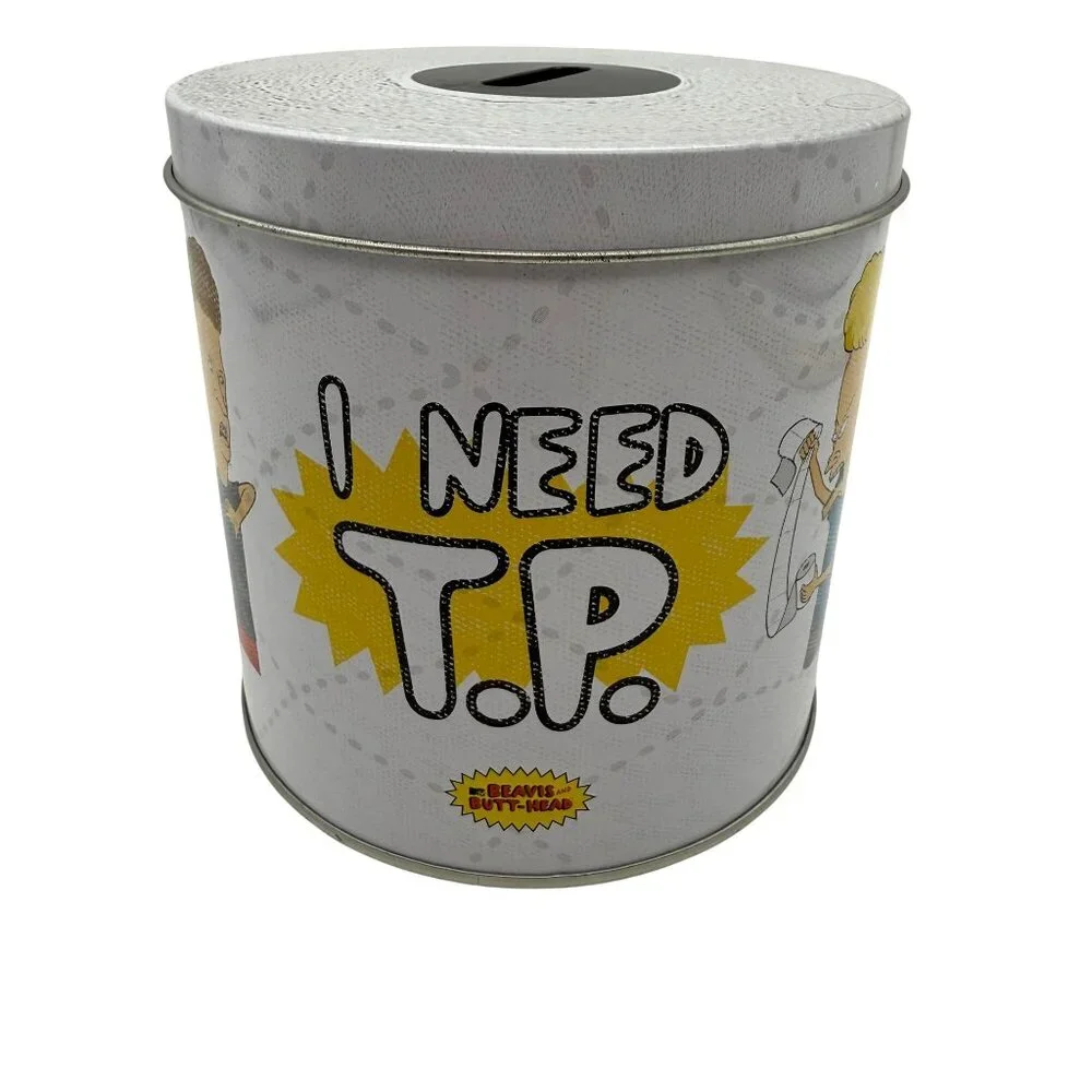 Beavis & Butt-Head Need TP Bunghole Cornholio Coin Bank Metal Tin MTV Mike Judge